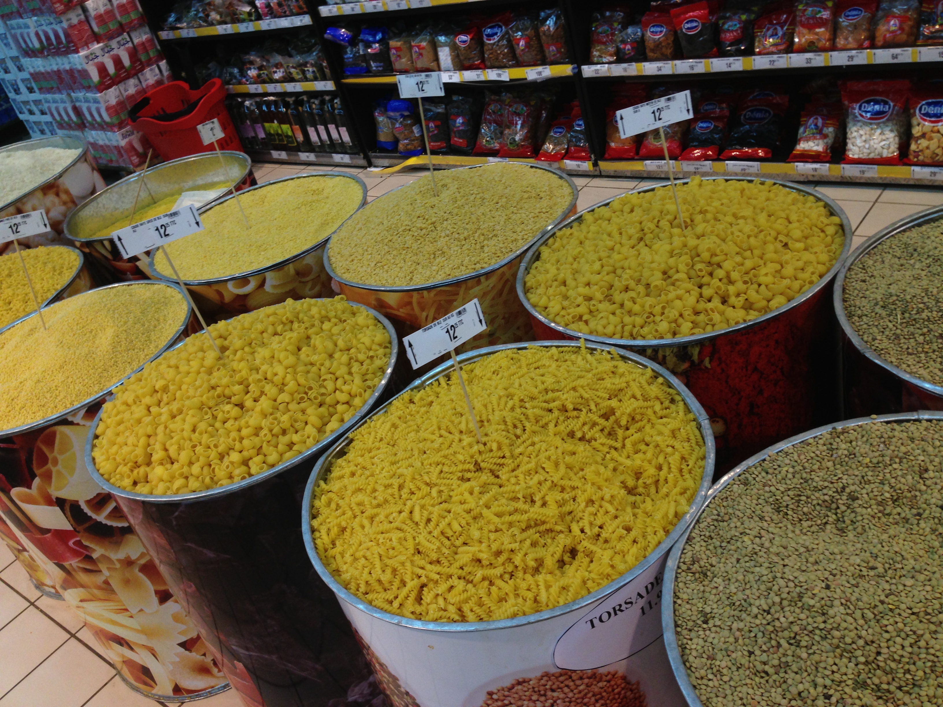 Beans and Pasta in Moroccan market