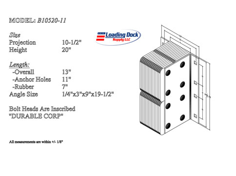 B10520-11 - Dock Bumper 10 1/2 x 20 x 11