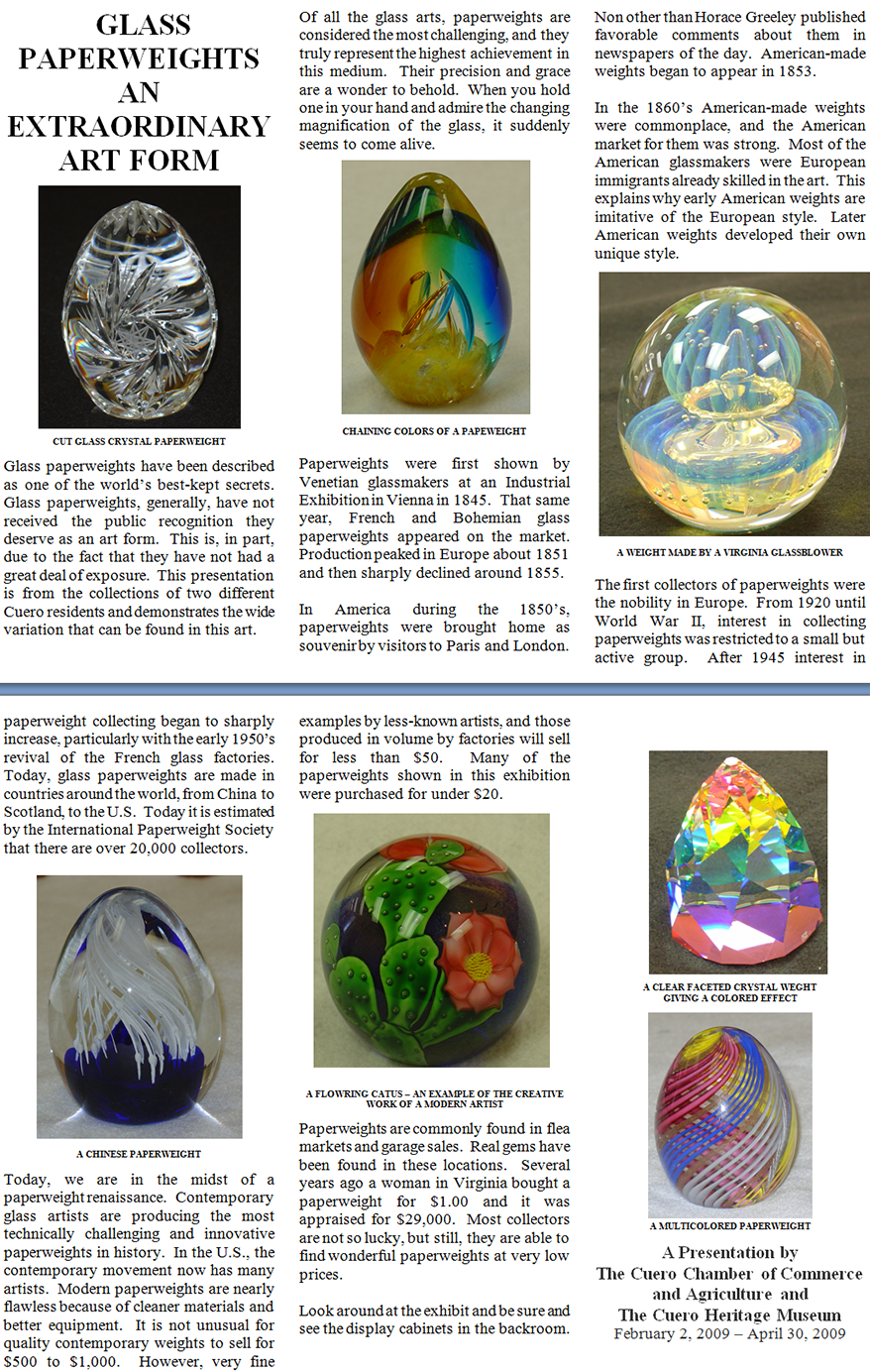 artistic glass paperweights permanent exhibit