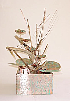 Lillypad and driftwood copper fountain