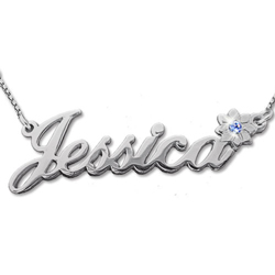 sterling silver birthstone Name Necklace