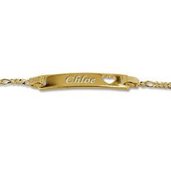 18k Gold Over Sterling Silver Girl's ID Bracelet