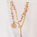 PInk and Gold-Filled Initial Bracelet