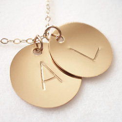18kt Gold Plate Initial Disc Pendant