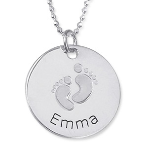 baby footprints sterling silver mother necklace
