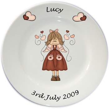 Child's personalised plate - Girls Lucy Angel
