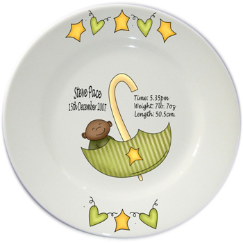 Baby personalised plate - green