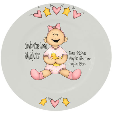 Baby personalised plate - pink