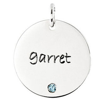 posh mommy sterling silver 19mm disc pendant with birthstone