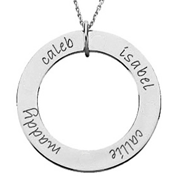 sterling silver medium loop engraved mother pendant