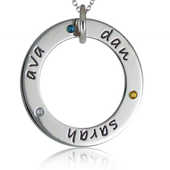sterling silver medium loop mother pendant with birthstones