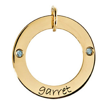 14kt gold small loop mother pendant with birthstones