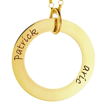 14kt gold small loop engraved mother pendant