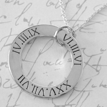 Roman Numeral Pendant - sterling silver, personalised