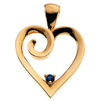Swirl Heart Birthstone pendant for Mum