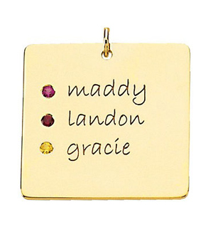 posh mommy square mother pendant with birthstones