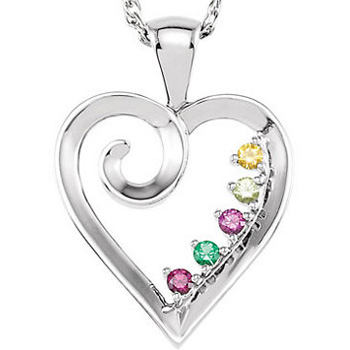 Swirl Heart Birthstone pendant for Mum