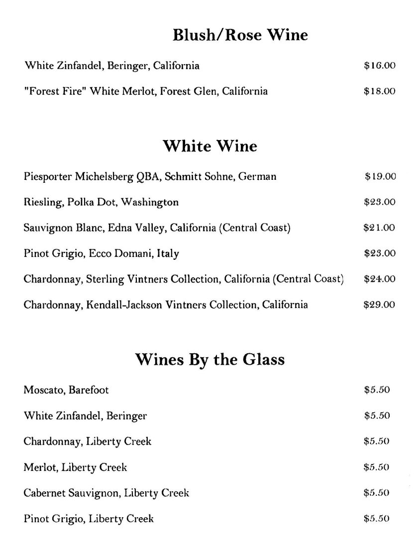 White Wine List