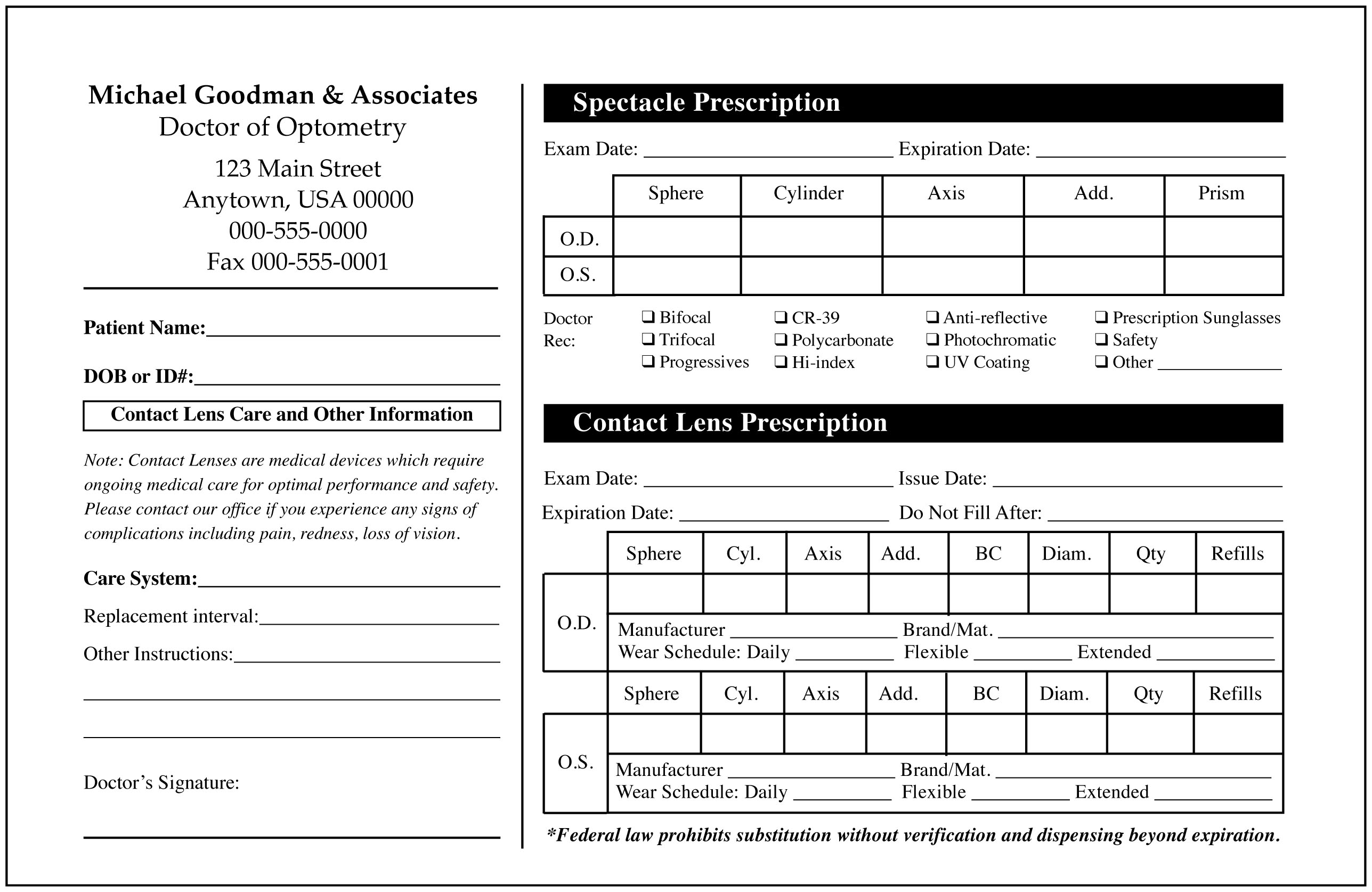 Eyeglass/Contact Lens Prescription