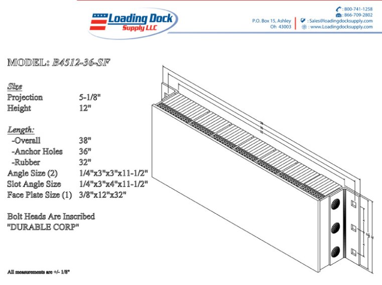 Steel Faced Dock Bumper B4512-36-SF