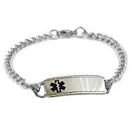 Sterling silver hammered oval link medical alert bracelet