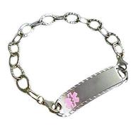 Sterling silver hammered oval link medical alert bracelet