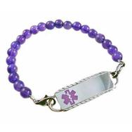 Soft purple amethyst rounds two stainless lobsters stainless medical id tag free engraving