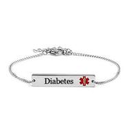 Stainless Diabetes Medical Alert adjustable Bracelet