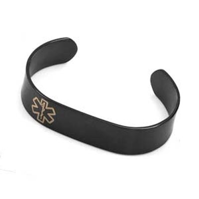 Custom Free Engraving Black Stainless Steel Magnetic Therapy Health Emergency Medical Alert ID Bracelets for Men Dad,8.6