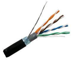 Shielded Dual Jacket Vertical Cable CAT5E Direct Burial Black Bulk Ethernet Cable 1000ft