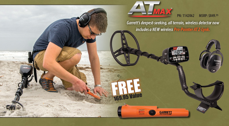 Garrett AT Max Metal Detector with Z-Lynk and FREE Pro Pointer - Gold