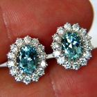 white gold and diamonds with neon blue aquamarine earrings