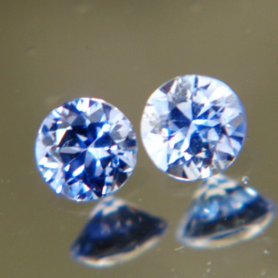 matched round brilliant pair in sky blue no-heat sapphires for a pair of studs or sidestones