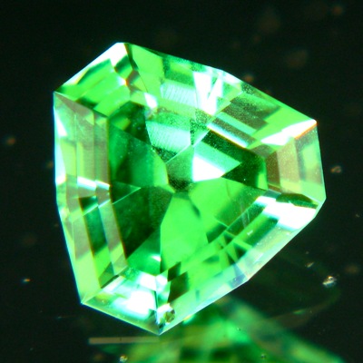 untreated two plus carat tsavorite in 10mm long pear with bubbles