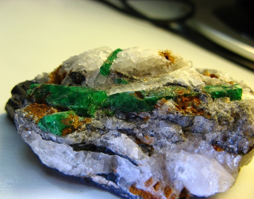 set of pakistani emerald crystals on matrix
