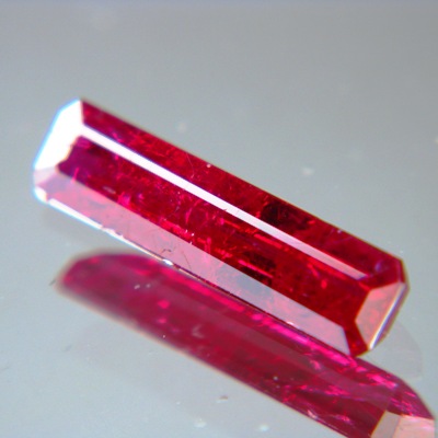 crystal shaped long untreated ruby pendant shape and size