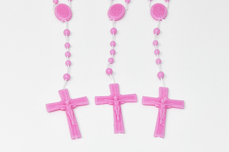 10 Plastic Pink Rosary Beads.