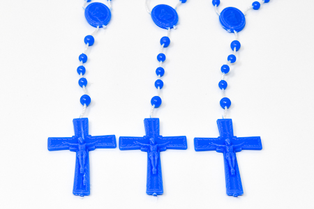 10 Plastic Blue Rosary Beads.
