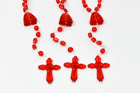 10 Plastic Red Rosary Beads.