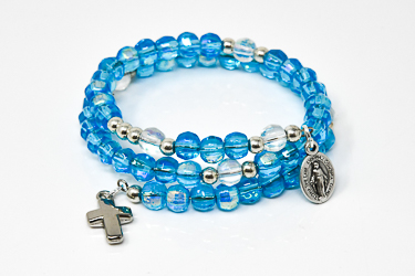 Memory Wire Rosary Bracelet Blue