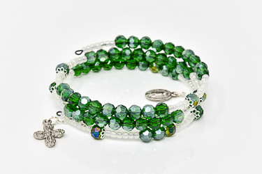 Memory Wire Rosary Bracelet Green.
