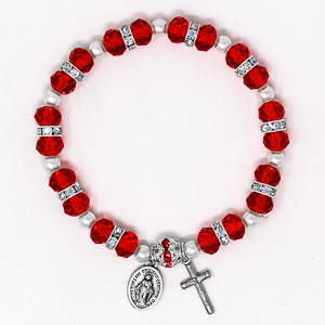 Ruby Red Miraculous Rosary Bracelet.