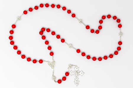 925 Coral Rosary Beads