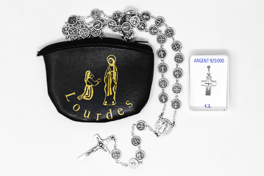 Mens Cross & St Benedict Rosary Catholic Gift Set.