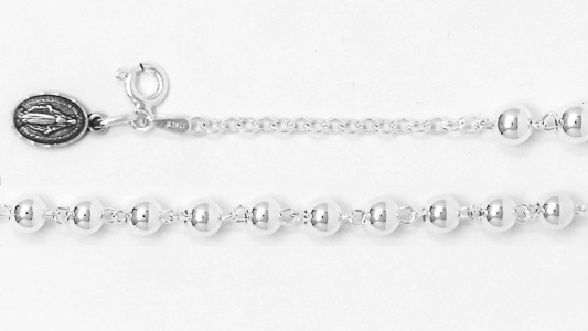925 Sterling Silver Rosary Bracelet with a Miraculous Medal