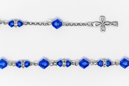 Blue Swarovski Crystal Rosary Bracelet.