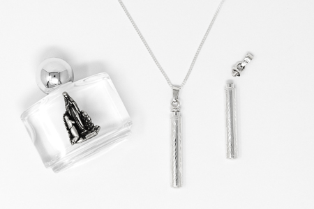 Engraved Holy Water Pendant Bottle Necklace.