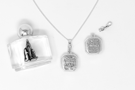 Engraved Holy Water Pendant Bottle Necklace.