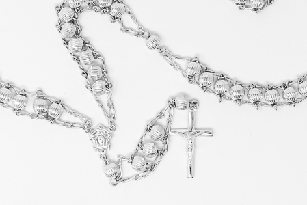 Sterling Silver Ladder Rosary Beads Necklace.