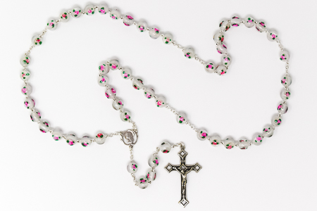 Sterling Silver White & Pink Rosary.